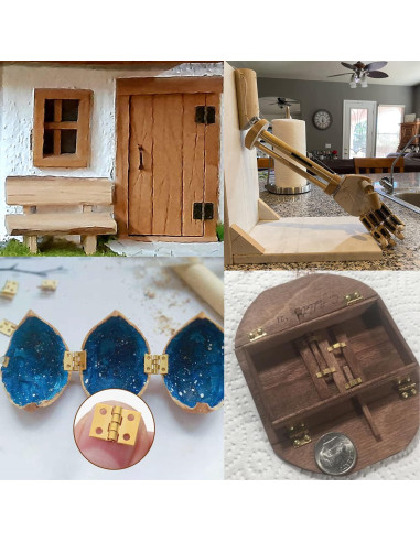 50 Bisagras Miniatura Doradas Honbay para Casa de Muñecas
