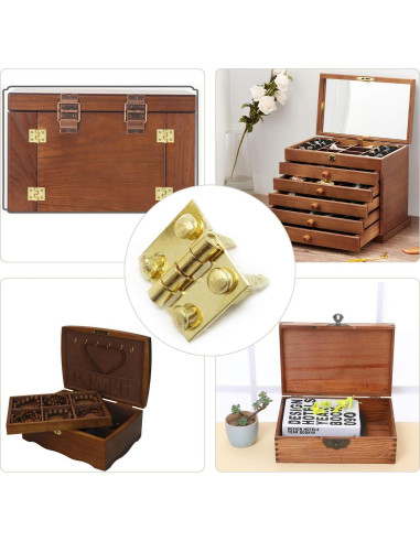 50 Bisagras Miniatura Doradas Honbay para Casa de Muñecas