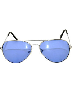 Gafas de sol aviador Metal Plateado Lentes Azules 50mm 2