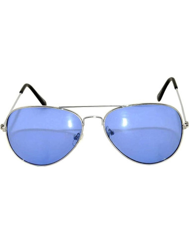 Gafas de sol aviador Metal Plateado Lentes Azules 50mm