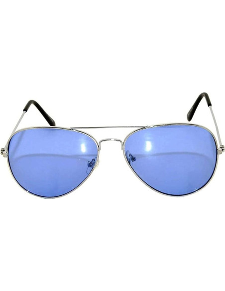 Gafas de sol aviador Metal Plateado Lentes Azules 50mm Gafas de sol aviador Metal Plateado Lentes Azules 50mm