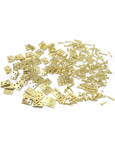 50 Bisagras Miniatura Doradas Honbay para Casa de Muñecas
