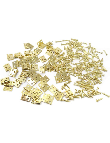 50 Bisagras Miniatura Doradas Honbay para Casa de Muñecas