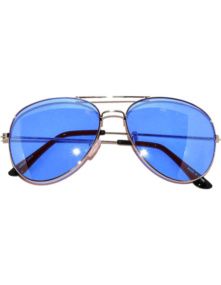Gafas de sol aviador Metal Plateado Lentes Azules 50mm Gafas de sol aviador Metal Plateado Lentes Azules 50mm