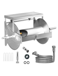 Carrete de Manguera de Jardín Morvat 150FT Acero Inoxidable