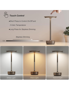 Lámpara de Mesa LED Recargable TBBGA 5000mAh 3 Colores 2