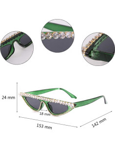Gafas de sol Naimo Ojo de Gato Verde con Strass UV400 2