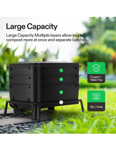 Contenedor de Compostaje de Lombrices VIVOSUN 30L 3 Capas 2