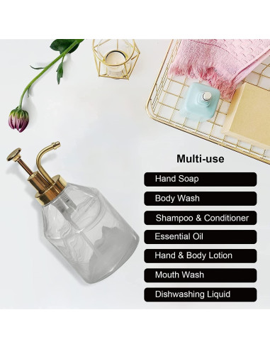 Juego de dispensadores de jabón Suanti 2 piezas vidrio 375ml