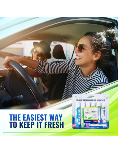 Kit de Cepillos de Dientes Plegables Lingito - 3 Paquetes con Pasta