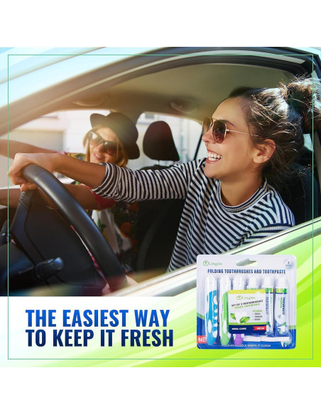 Kit de Cepillos de Dientes Plegables Lingito - 3 Paquetes con Pasta