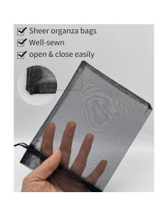 100 Bolsas de Regalo de Organza Negra 15x23 cm Jexila 2