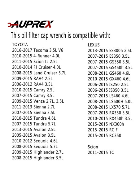 Llave de Filtro de Aceite AUPREX 64mm 14 Aletas para Toyota