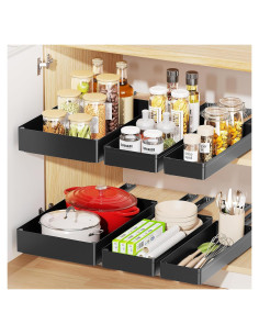 Organizador de Gabinete Extraíble Delamu 3 Cajones Negro