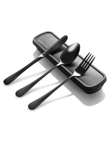 Juego de Cubiertos Portátiles SAOSHYPEI 4 Piezas Acero Inoxidable