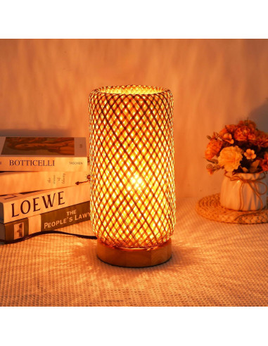 Lámpara de Mesa Boho Arturesthome de Bambú 30 cm Vintage