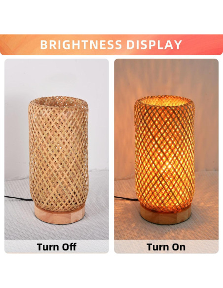 Lámpara de Mesa Boho Arturesthome de Bambú 30 cm Vintage