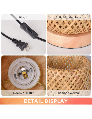 Lámpara de Mesa Boho Arturesthome de Bambú 30 cm Vintage