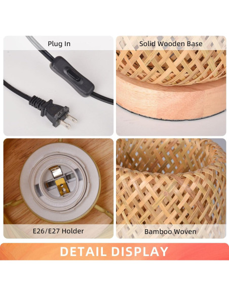 Lámpara de Mesa Boho Arturesthome de Bambú 30 cm Vintage