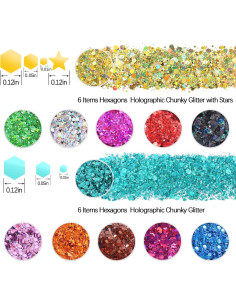 Glitter Chunky Holográfico Estanoite 12 Colores 36g 2