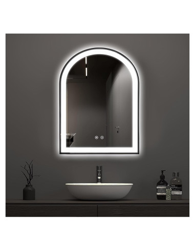Espejo de Baño LED Arqueado TheiaMo 50x76 cm Negro
