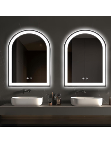 Espejo de Baño LED Arqueado TheiaMo 50x76 cm Negro