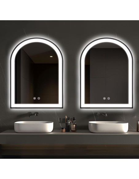 Espejo de Baño LED Arqueado TheiaMo 50x76 cm Negro