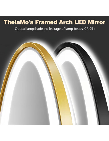 Espejo de Baño LED Arqueado TheiaMo 50x76 cm Negro