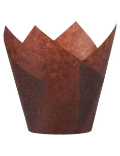 200 Forros de Cupcake Tulipán Taoxi Papel Antigrasa Marrón