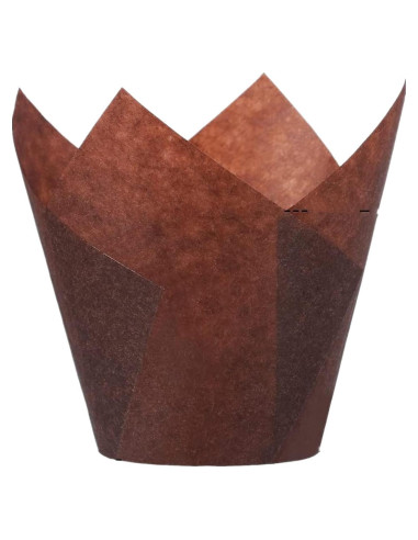 200 Forros de Cupcake Tulipán Taoxi Papel Antigrasa Marrón