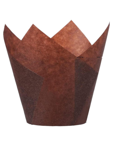200 Forros de Cupcake Tulipán Taoxi Papel Antigrasa Marrón