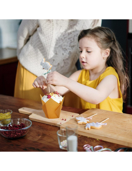 200 Forros de Cupcake Tulipán Taoxi Papel Antigrasa Marrón