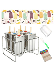 Juego de 6 Moldes de Acero Inoxidable para Paletas Povenk