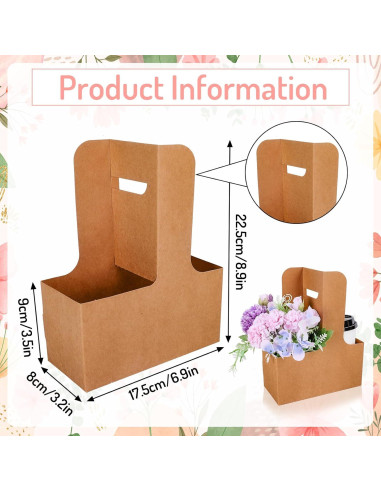 Bolsas de Regalo de Flores Whaline Kraft 20 Pcs 17.5x8x9cm