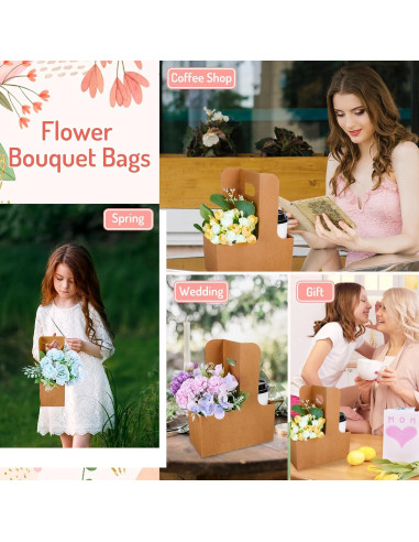 Bolsas de Regalo de Flores Whaline Kraft 20 Pcs 17.5x8x9cm
