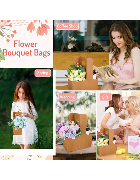 Bolsas de Regalo de Flores Whaline Kraft 20 Pcs 17.5x8x9cm