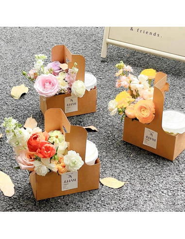 Bolsas de Regalo de Flores Whaline Kraft 20 Pcs 17.5x8x9cm