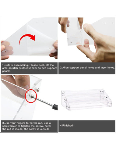 Organizador de Esmalte de Uñas Kingtaily 3 Capas Acrílico Transparente