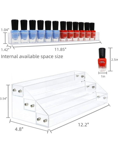 Organizador de Esmalte de Uñas Kingtaily 3 Capas Acrílico Transparente