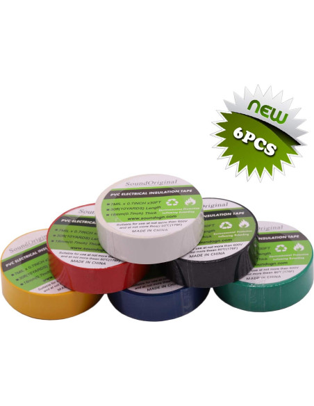 Cinta Aislante Eléctrica Multicolor SoundOriginal 6 Rollos 0.7" x 9.14m