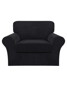 FantasDecor Funda de Sofá 2 Piezas Terciopelo Negro 79-124 cm