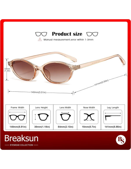 Gafas de sol ovaladas Breaksun B73 UV400 para mujeres Gafas de sol ovaladas Breaksun B73 UV400 para mujeres