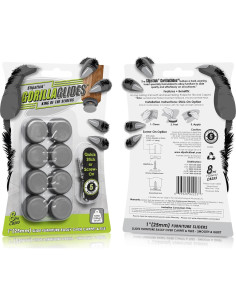 Deslizadores GorillaGlides CB253 2.54 cm para Sillas - Juego de 8 2