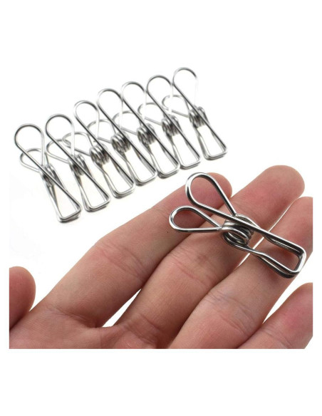 Pinzas de Ropa HAHIYO Acero Inoxidable 30 Paquete 43mm