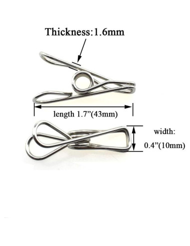 Pinzas de Ropa HAHIYO Acero Inoxidable 30 Paquete 43mm