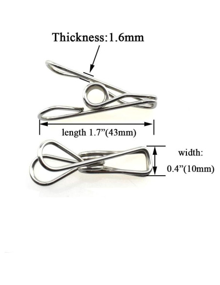 Pinzas de Ropa HAHIYO Acero Inoxidable 30 Paquete 43mm