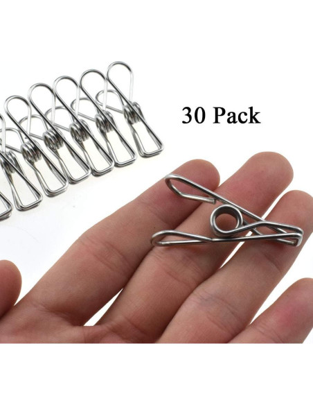 Pinzas de Ropa HAHIYO Acero Inoxidable 30 Paquete 43mm
