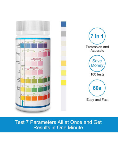 Tiras de Prueba de Agua para Acuarios FUNSWTM 7 en 1 - 100 Unidades