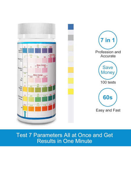 Tiras de Prueba de Agua para Acuarios FUNSWTM 7 en 1 - 100 Unidades