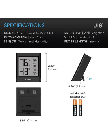 Higrómetro Inteligente AC Infinity CLOUDCOM B2 Bluetooth 140g